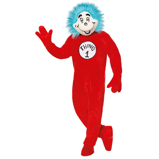 Adult Thing 1 and 2 Mascot Jumpsuit Costume - Dr. Seuss RED