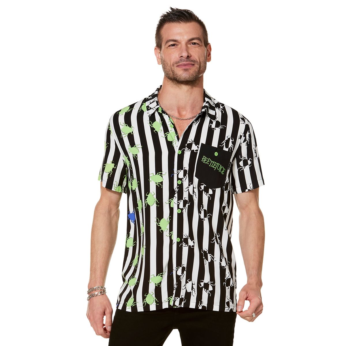 Beetlejuice Spider Button Down Shirt MULTI-COLOR