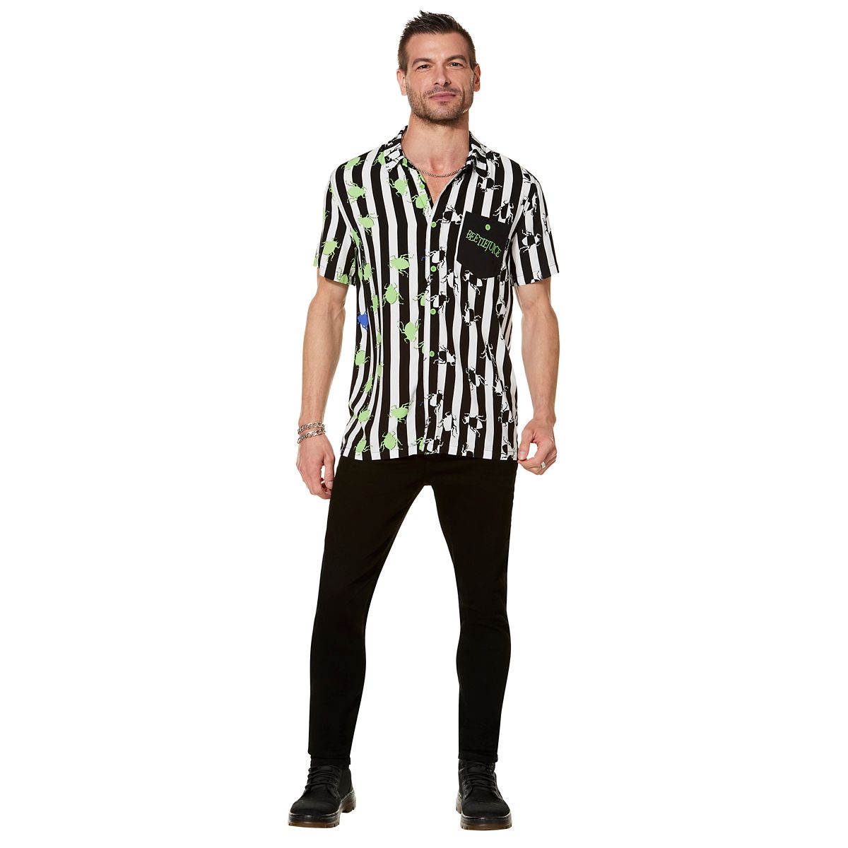 Beetlejuice Spider Button Down Shirt MULTI-COLOR