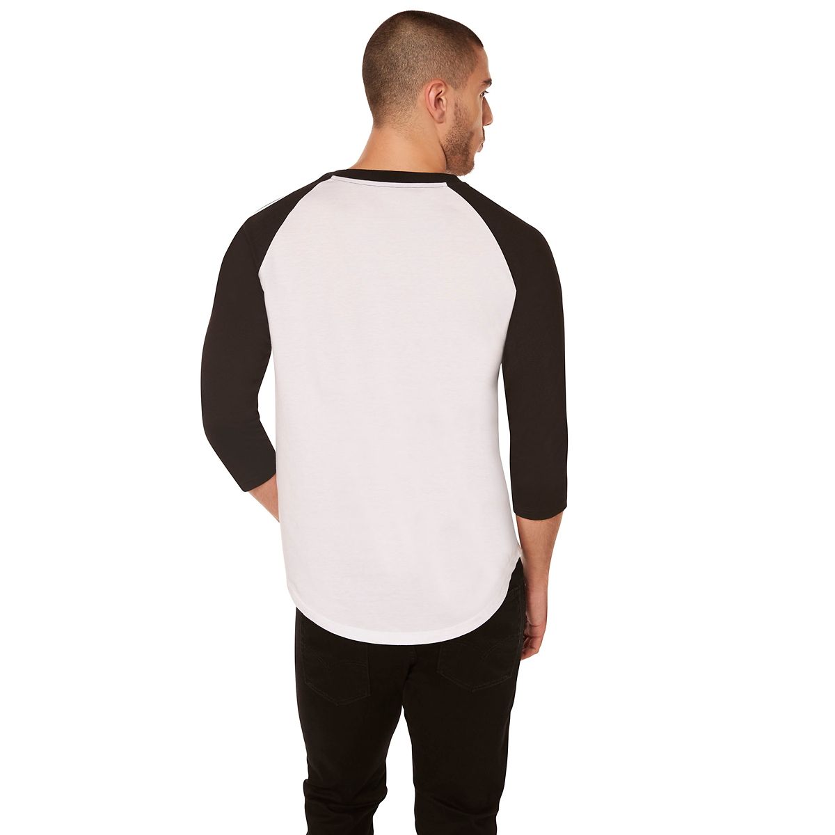 Adult Hellfire Raglan T Shirt - Stranger Things BLACK AND WHITE