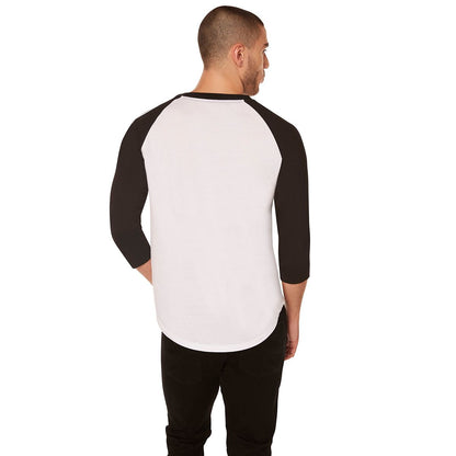 Adult Hellfire Raglan T Shirt - Stranger Things BLACK AND WHITE