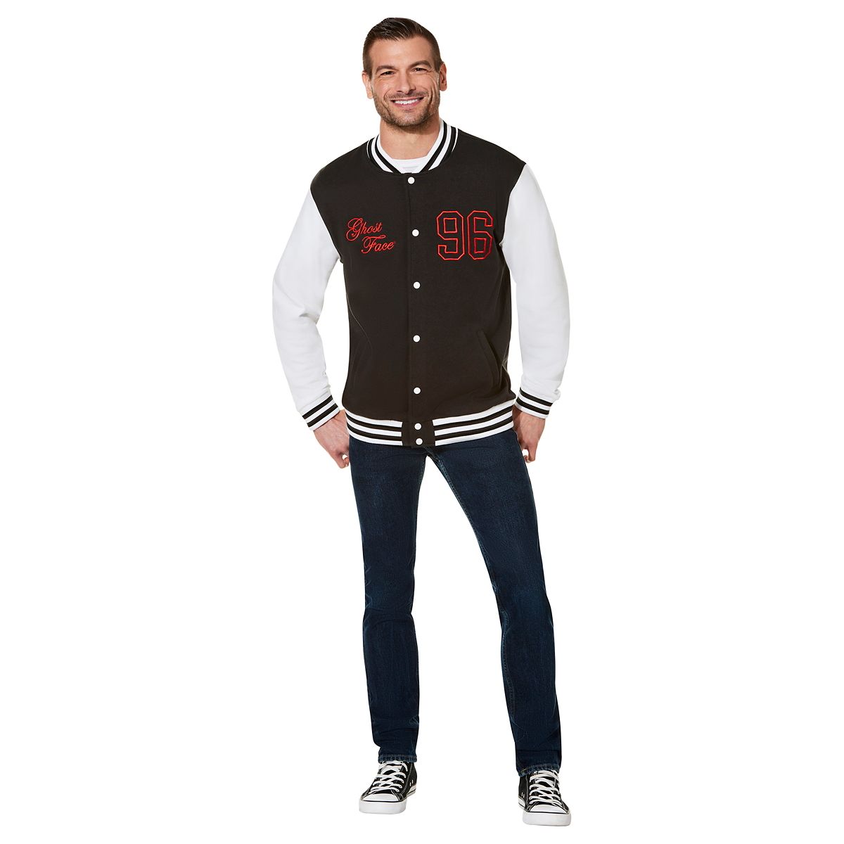 Adult Ghost Face Varsity Jacket GRAY
