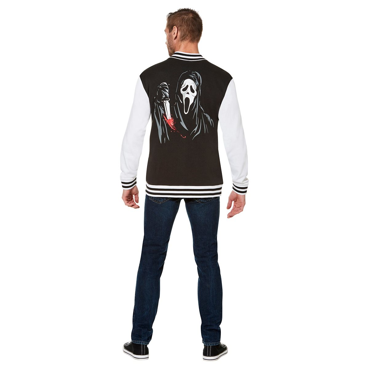 Adult Ghost Face Varsity Jacket GRAY