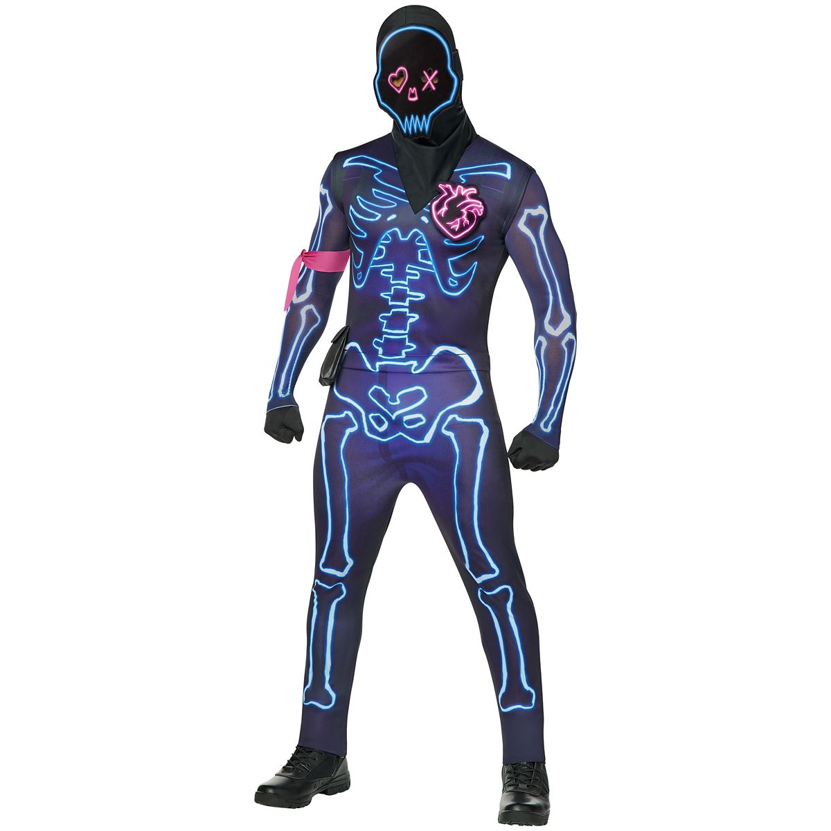 Adult Light-Up Fortnite Party Trooper Costume BLACK