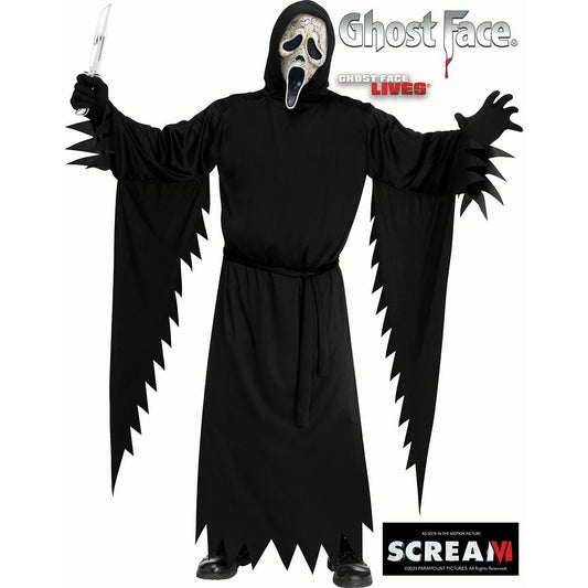 Adult Ghost Face Aged Costume - Scream VI BLACK