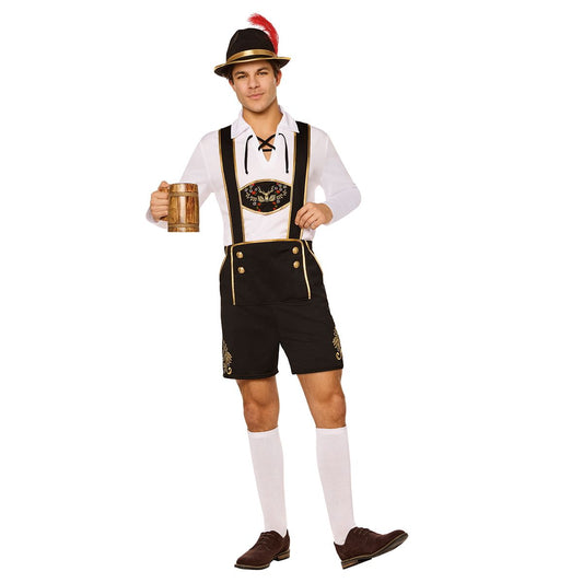 Adult Oktoberfest Lederhosen Costume BLACK