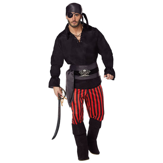 Adult Pirate Plus Size Costume BLACK AND RED