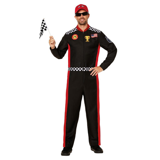Adult Racecar Driver Costume RED/WHITE/BLACK