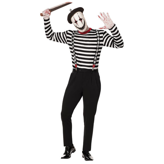 Adult Creepy Mime Costume BLACK AND WHITE