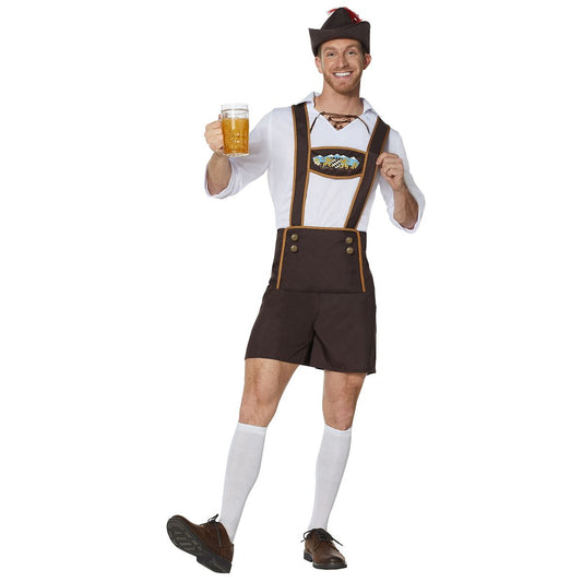 Adult Bavarian Costume WHITE AND BROWN