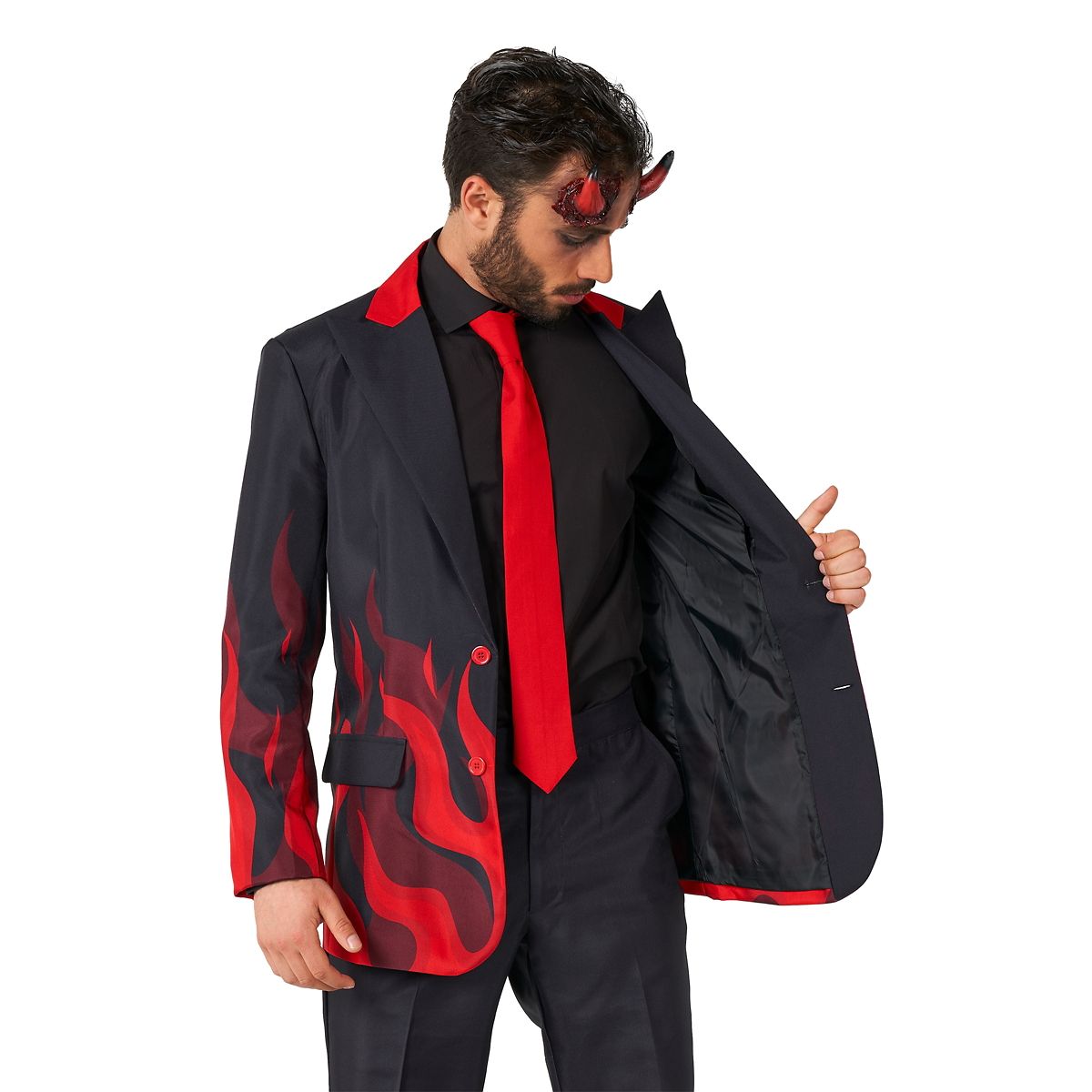 Adult Devil Party Suit BLACK AND RED