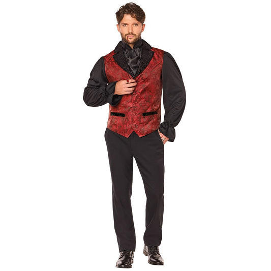Adult Red Gothic Vampire Twofer Vest BLACK