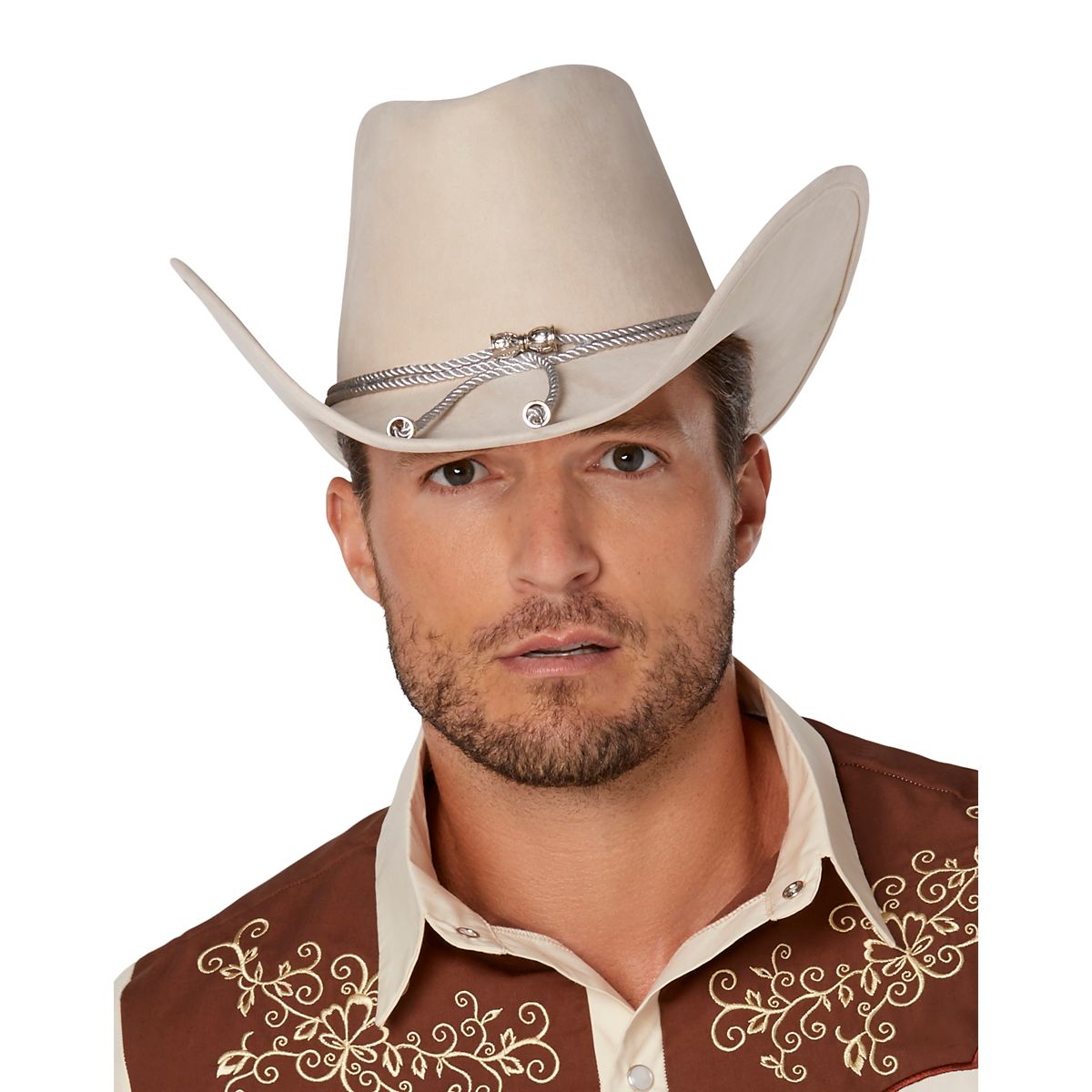 Adult Western Cowboy Shirt BLACK AND IVORY
