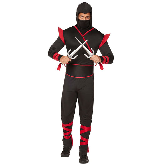 Adult Dark Ninja Costume BLACK AND RED