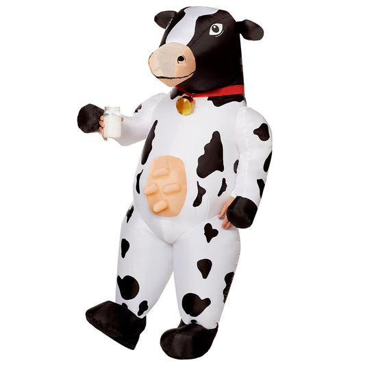 Adult Inflatable Cow Costume BLACK AND WHITE