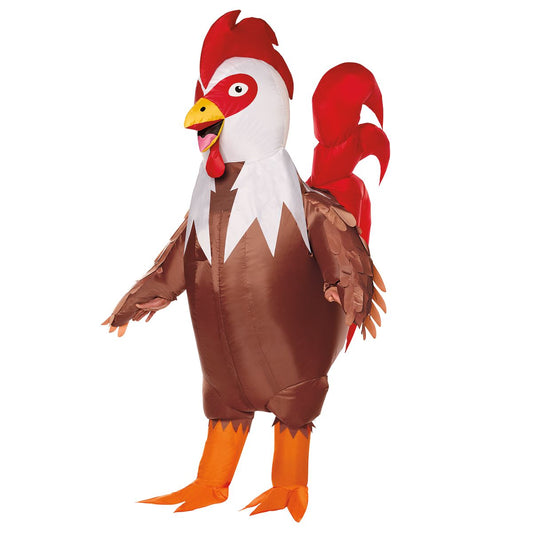 Adult Rooster Inflatable Costume WHITE AND BROWN