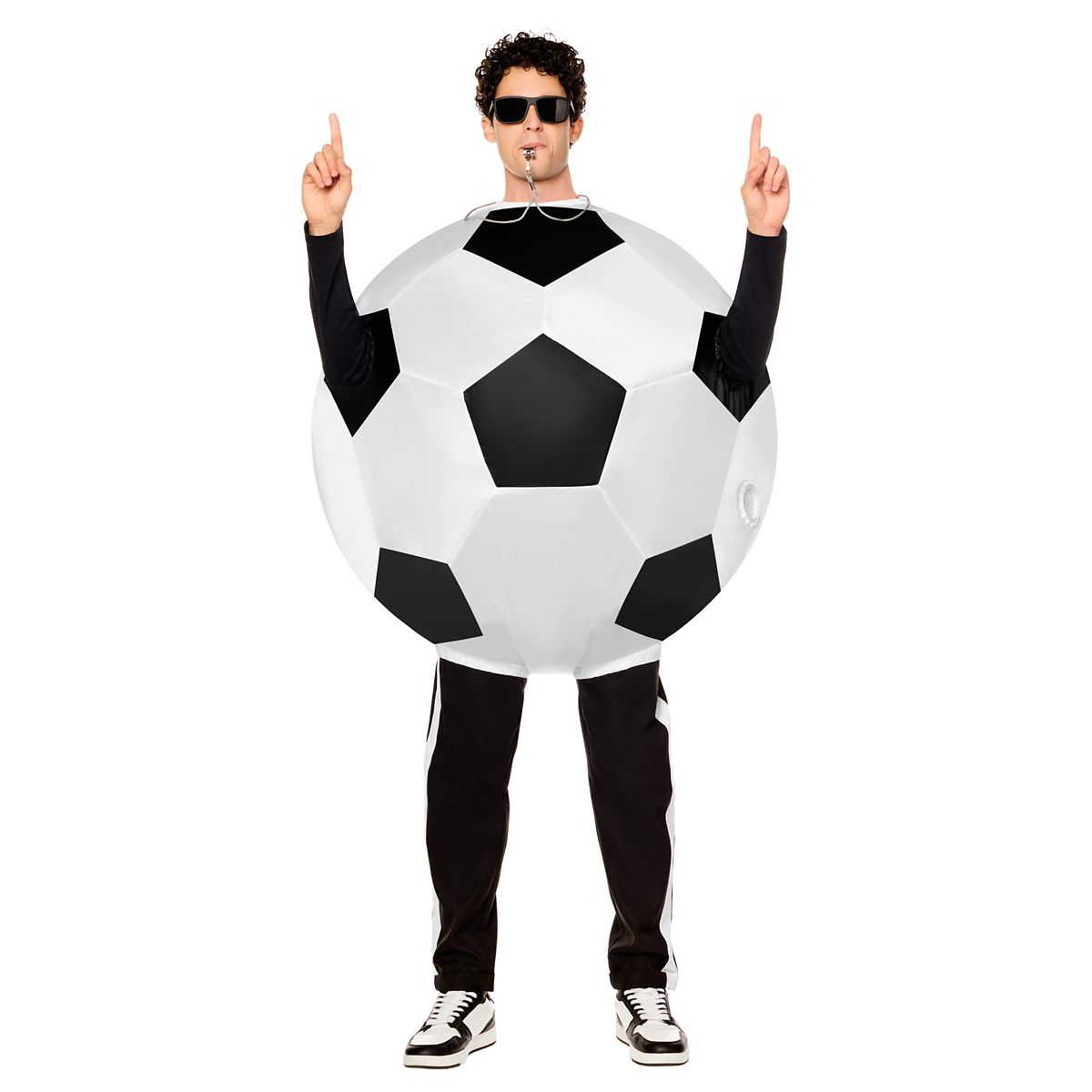 Adult Soccer Ball Inflatable Costume BLACK AND WHITE