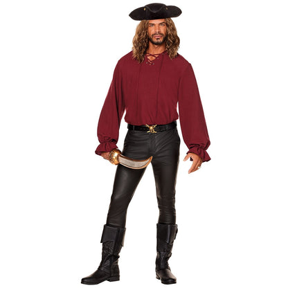Adult V-Neck Burgundy Peasant Top BURGUNDY