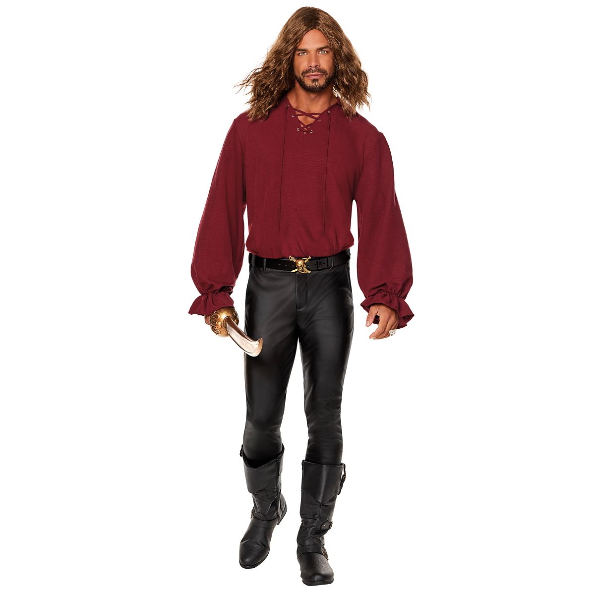 Adult V-Neck Burgundy Peasant Top BURGUNDY