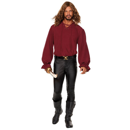 Adult V-Neck Burgundy Peasant Top BURGUNDY
