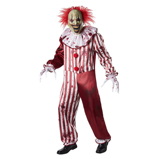 Adult Creepy Clown Costume RED AND WHITE