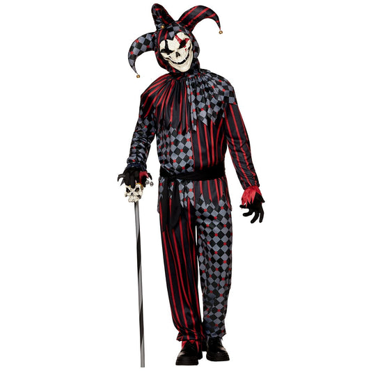 Adult Scary Jester Costume BLACK AND RED