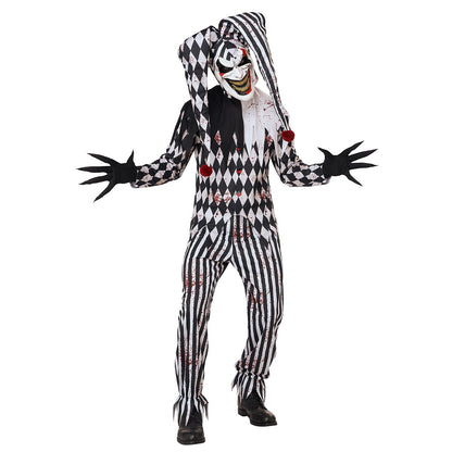 Adult Bloody Jester Costume RED/WHITE/BLACK