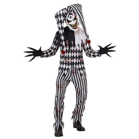Adult Bloody Jester Costume RED/WHITE/BLACK