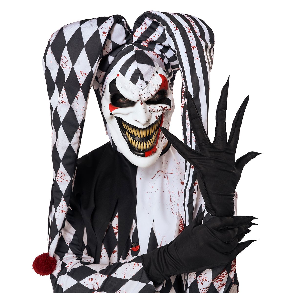 Adult Bloody Jester Costume RED/WHITE/BLACK