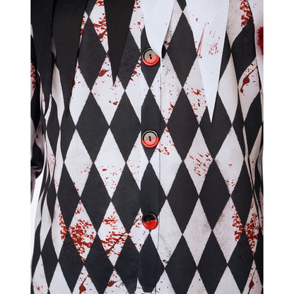 Adult Bloody Jester Costume RED/WHITE/BLACK