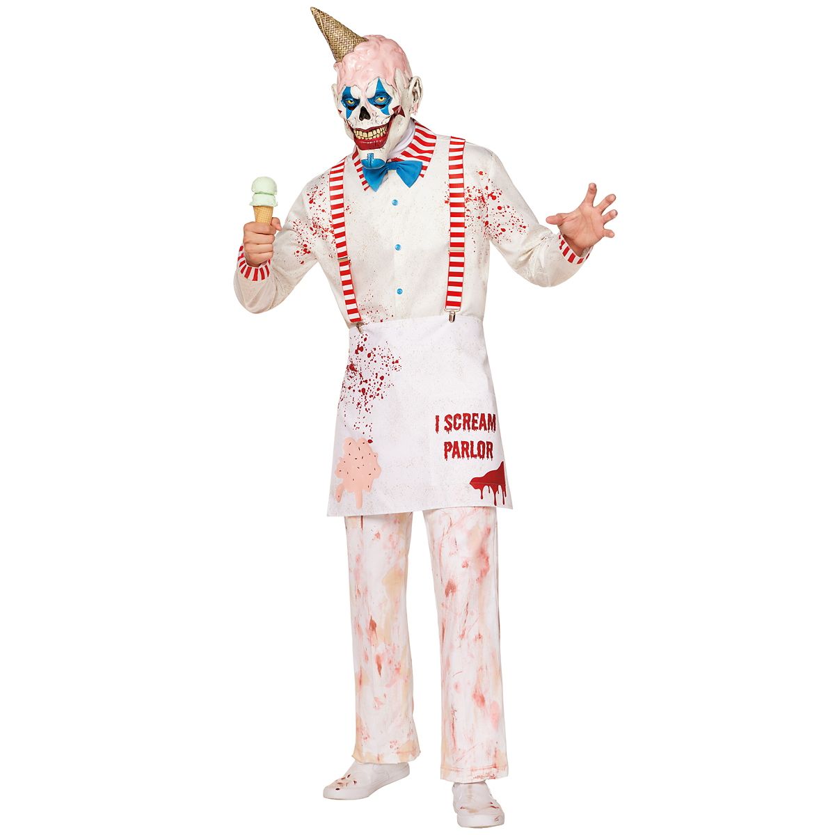 Adult I-Scream Man Clown Costume WHITE - MULTI