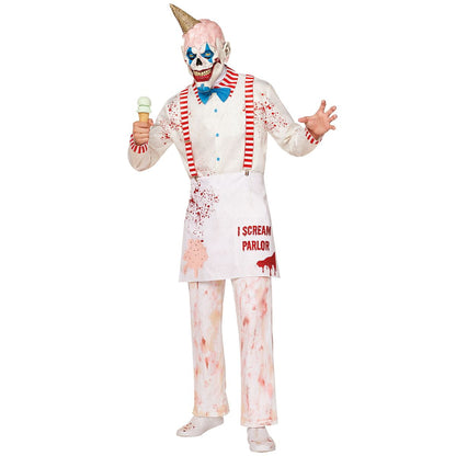 Adult I-Scream Man Clown Costume WHITE - MULTI