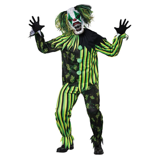 Adult Neon Chaos Clown Costume GREEN