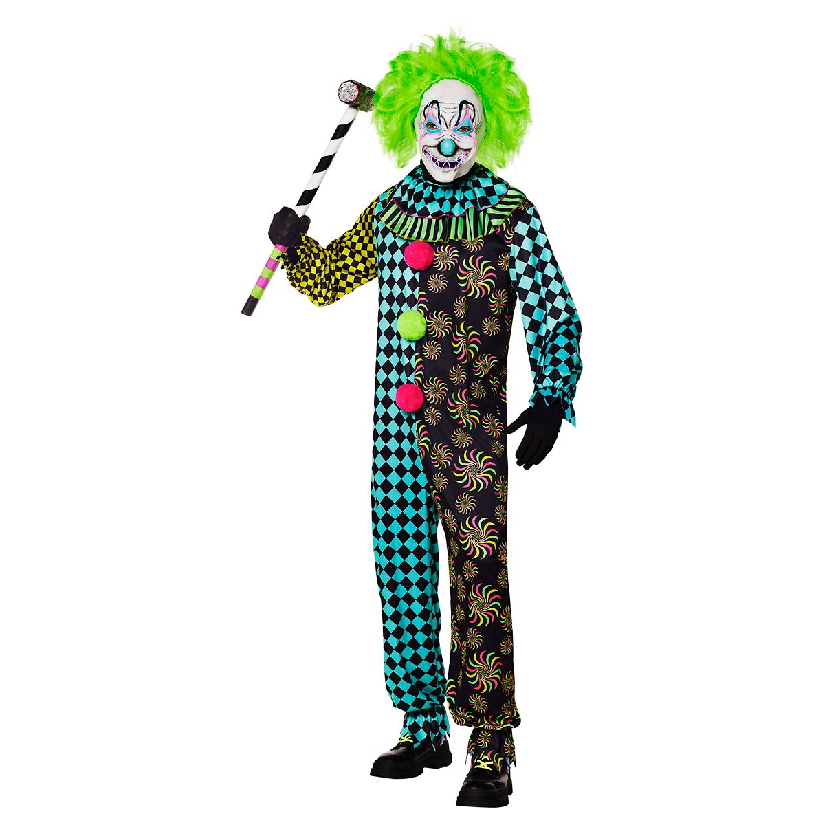 Adult Neon Clown Costume MULTI-COLOR