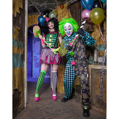 Adult Neon Clown Costume MULTI-COLOR