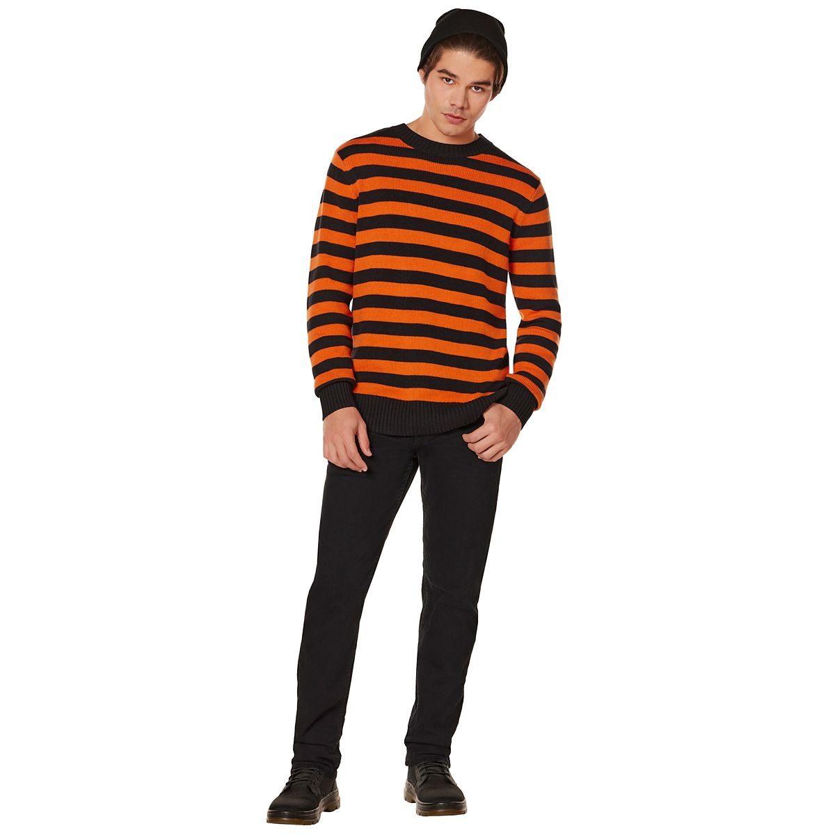 Adult Orange and Black Striped Sweater BLACK AND ORANGE