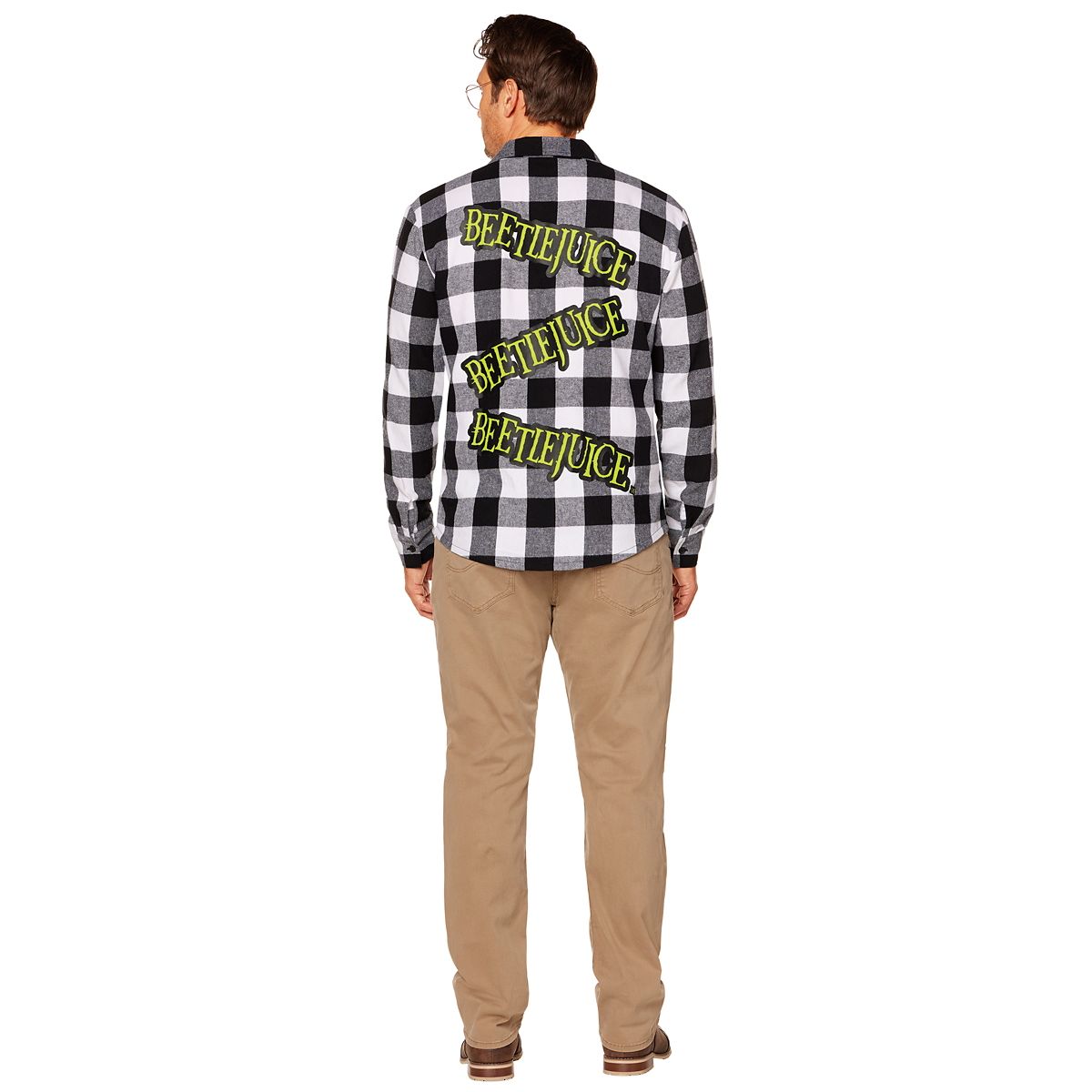 Adult Adam Maitland Flannel - Beetlejuice BLACK AND WHITE