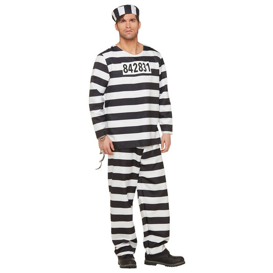 Adult Jailbird Costume BLACK AND WHITE