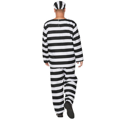 Adult Jailbird Costume BLACK AND WHITE