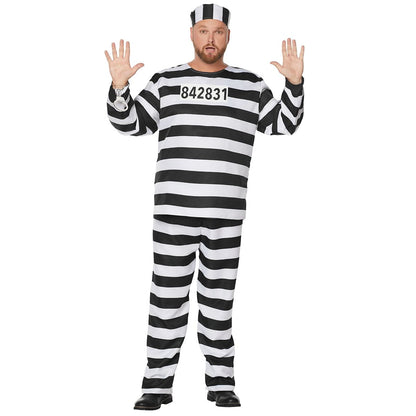 Adult Jailbird Costume BLACK AND WHITE