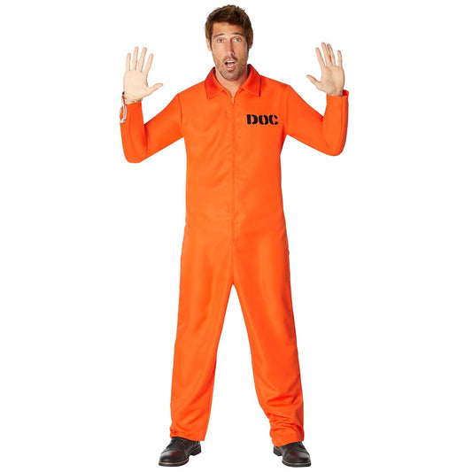 Adult Department of Corrections Prisoner One Piece Costume ORANGE