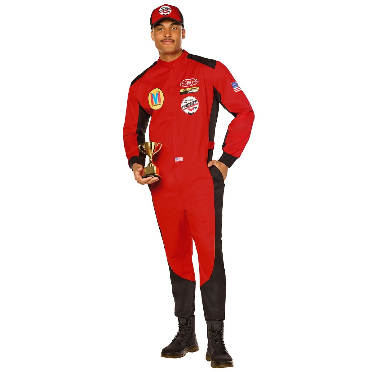Adult Racing Champion Jumpsuit Costume RED/WHITE/BLACK