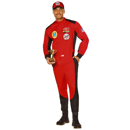 Adult Racing Champion Jumpsuit Costume RED/WHITE/BLACK