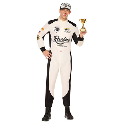 Adult Racing Jumpsuit Costume BLACK AND WHITE