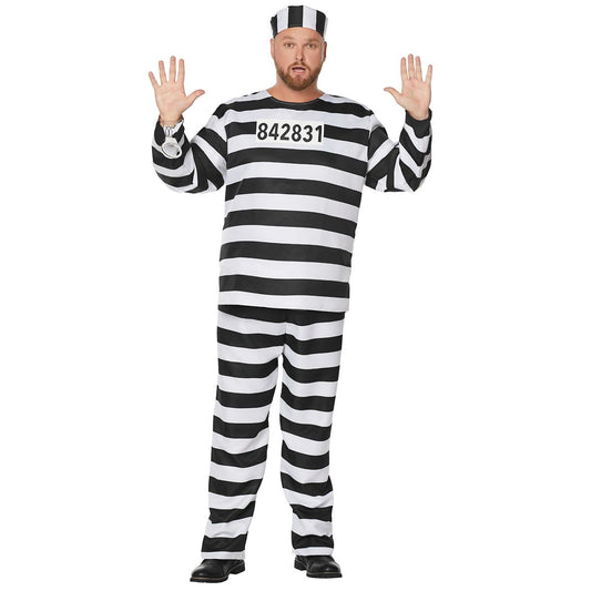 Adult Jailbird Plus Size Costume BLACK AND WHITE