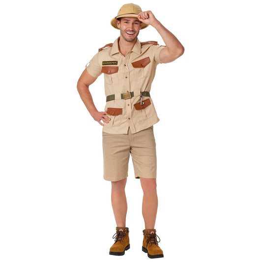 Adult Men's Zookeeper Plus Size Costume BROWN