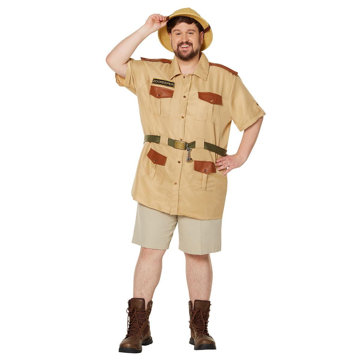 Adult Men's Zookeeper Plus Size Costume BROWN