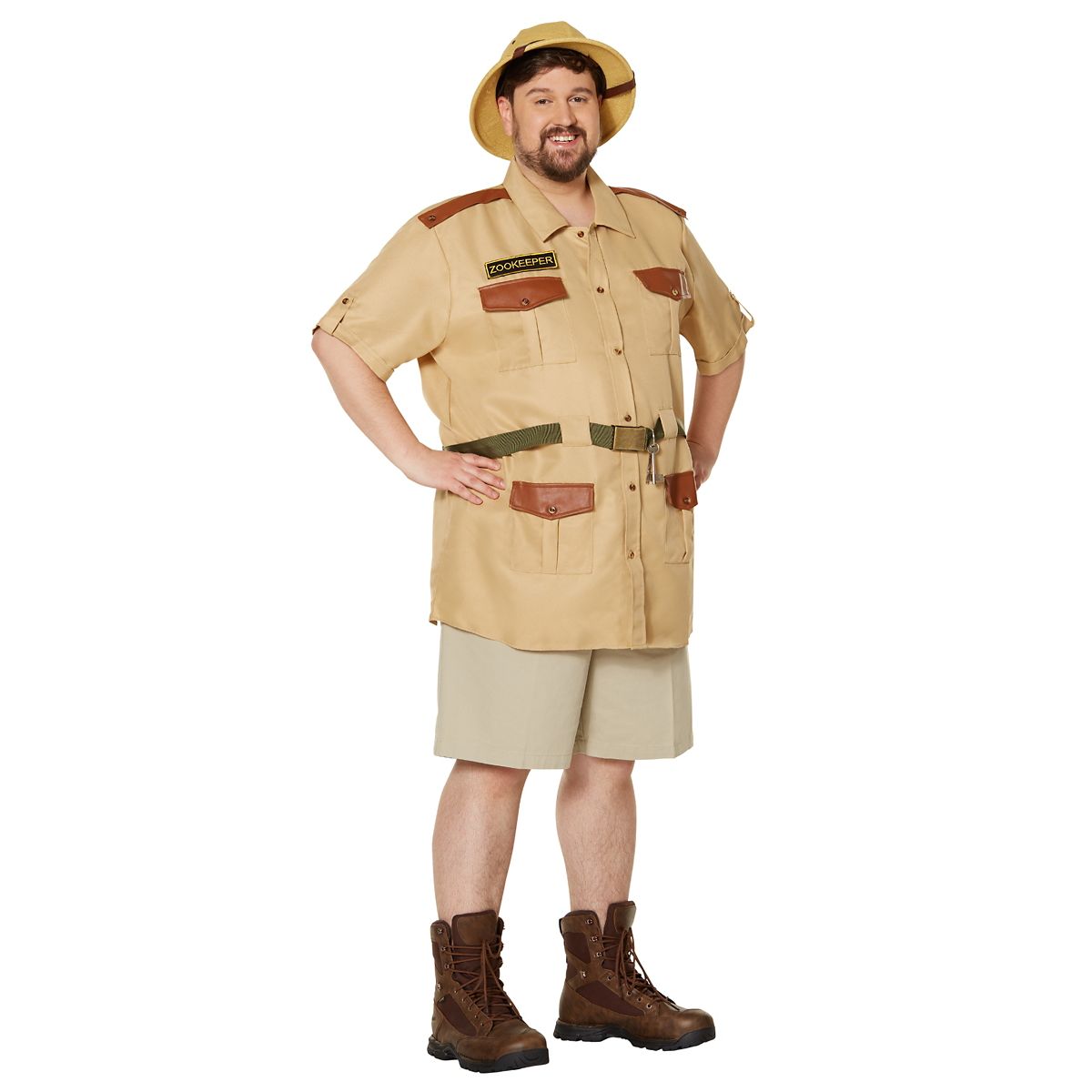 Adult Men's Zookeeper Plus Size Costume BROWN