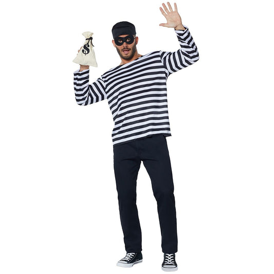Adult Burglar Costume BLACK AND WHITE