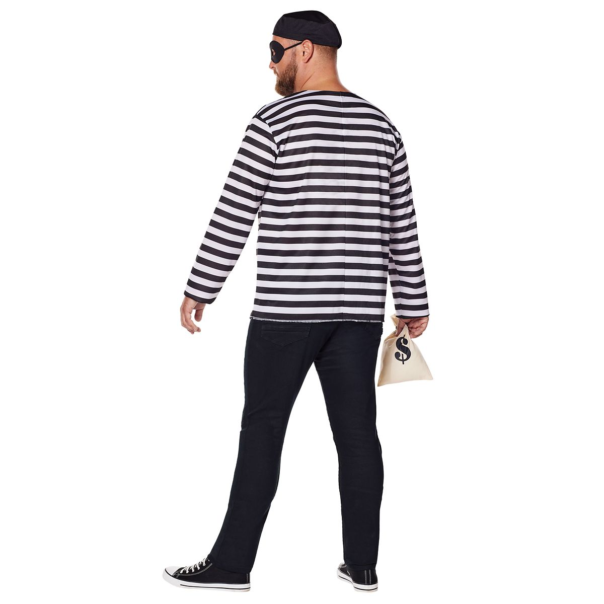 Adult Burglar Plus Size Costume BLACK AND WHITE